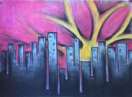 Svetionik Art Nikola Jankovic Space Sky Grey Projects Pastel Charcoal Paper