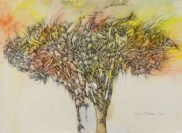 Svetionik Art Nina Todorov Olive Ink, Ceramic Pencil on Paper